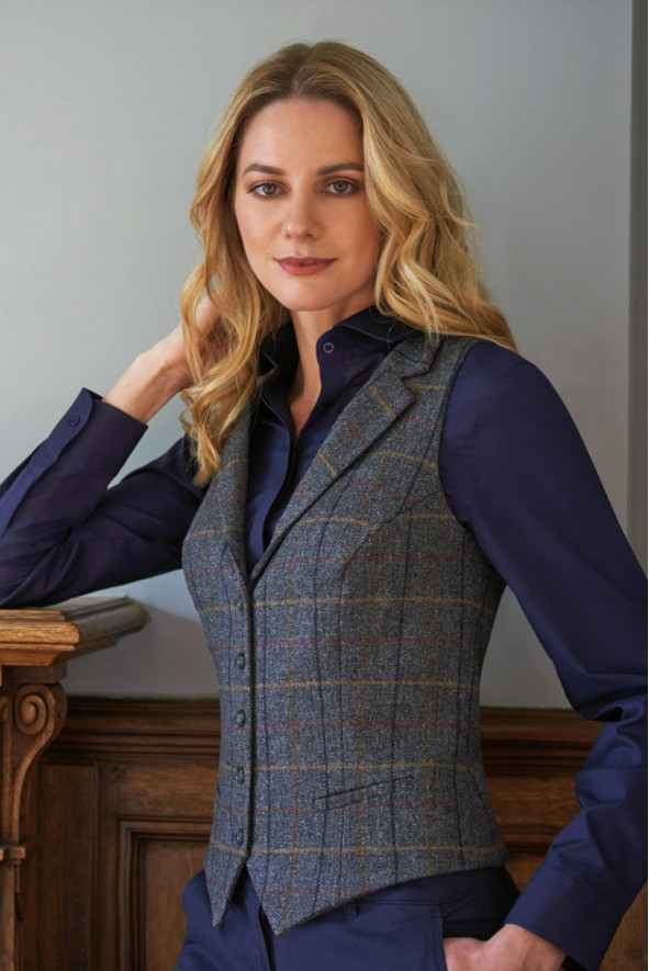 Gilet da donna a quadri grigio alberghiera - Gilet Nashville