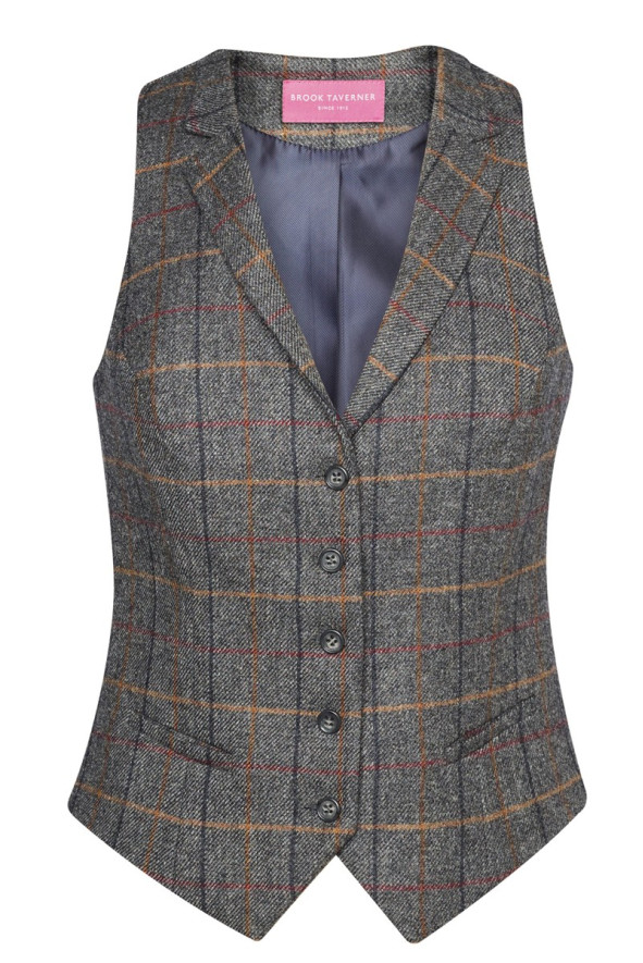 Gilet da donna a quadri grigio alberghiera - Gilet Nashville