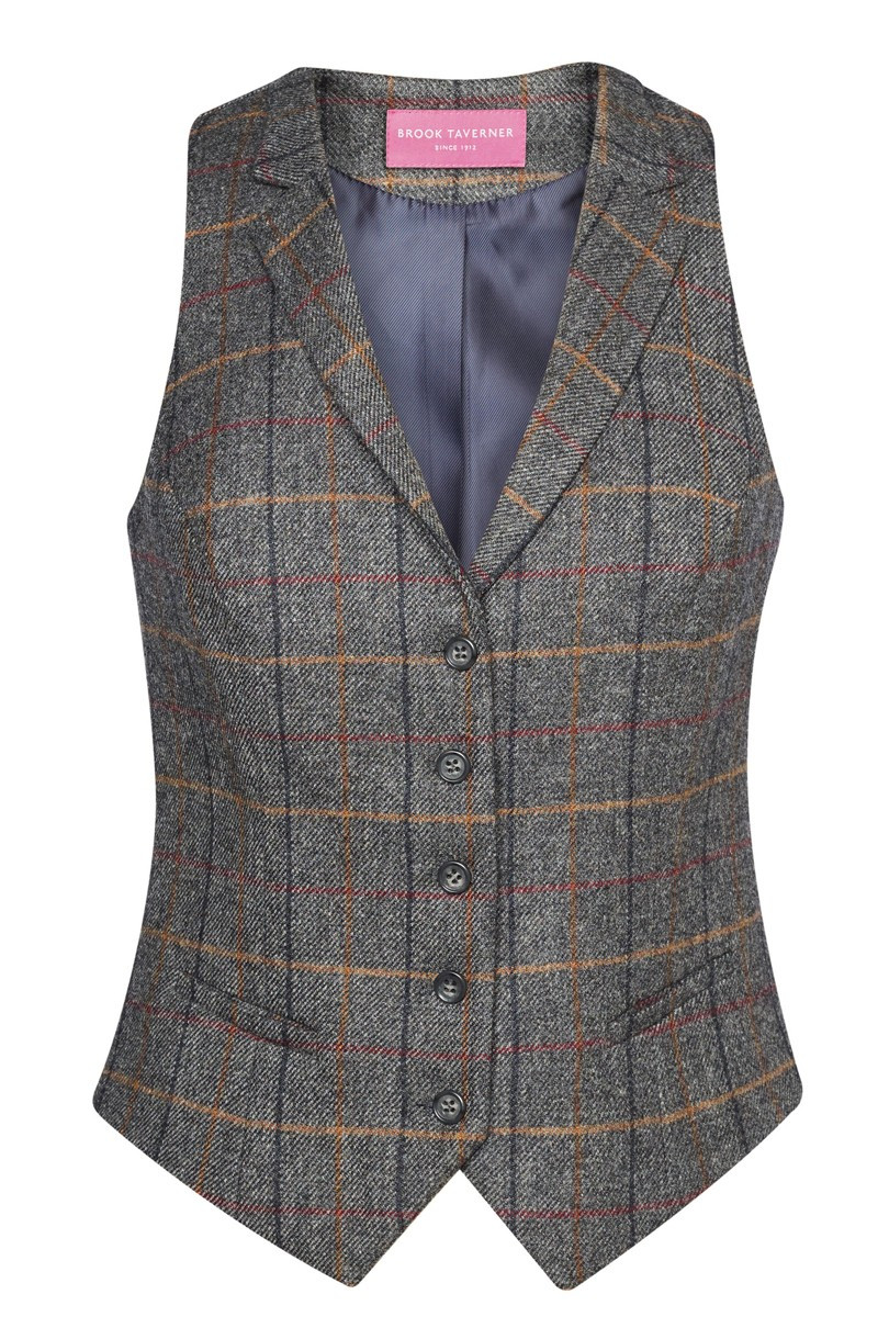 Gilet da donna a quadri grigio alberghiera - Gilet Nashville