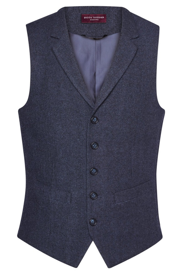 Gilet hôtellerie bleu marine à chevrons homme - Gilet Memphis
