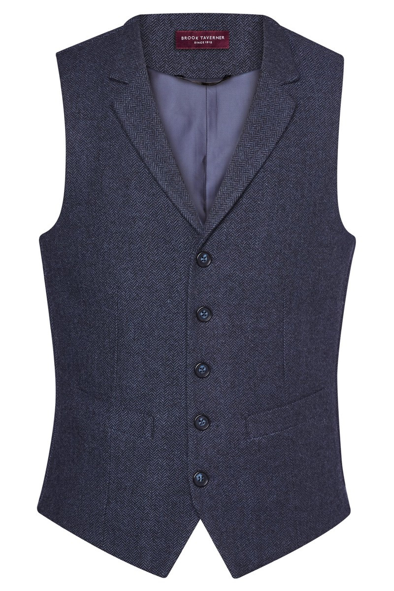 Gilet da uomo blu navy a spina di pesce - Memphis waistcoat