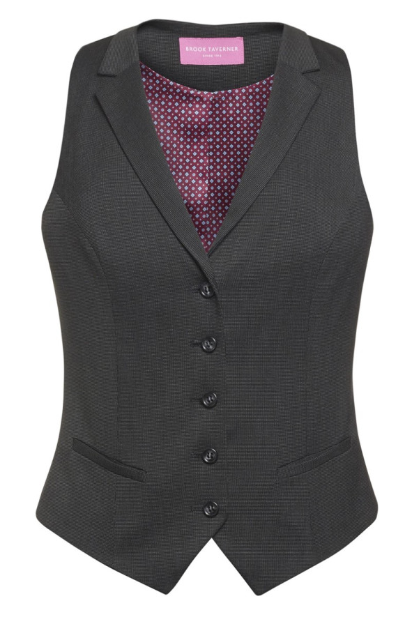 Gilet hôtellerie gris pinpoint femme - Gilet Larissa