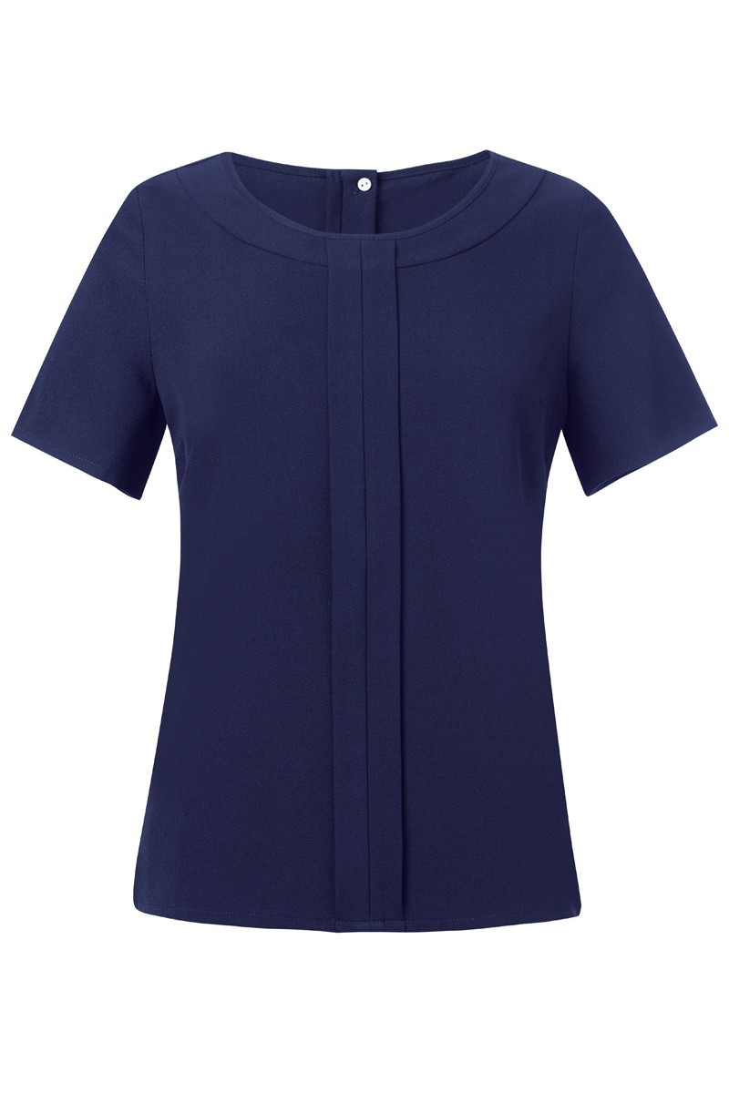 Camicetta alberghiera a maniche corte, blu navy, da donna - Camicetta Helina