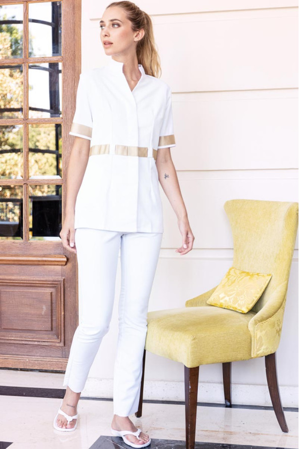 White-gold esthetician's tunic - Savane tunic