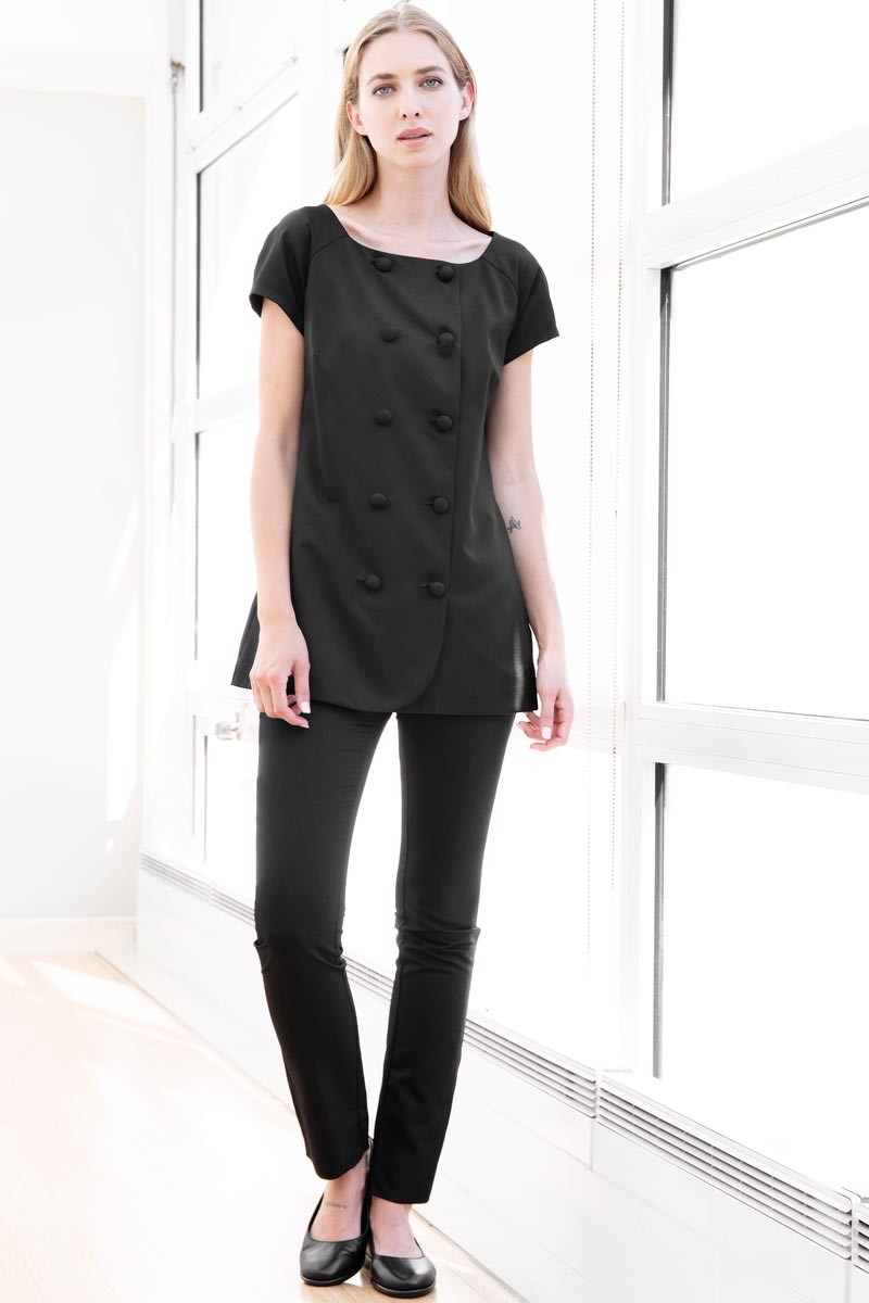 Black esthetician's tunic - Cambridge tunic