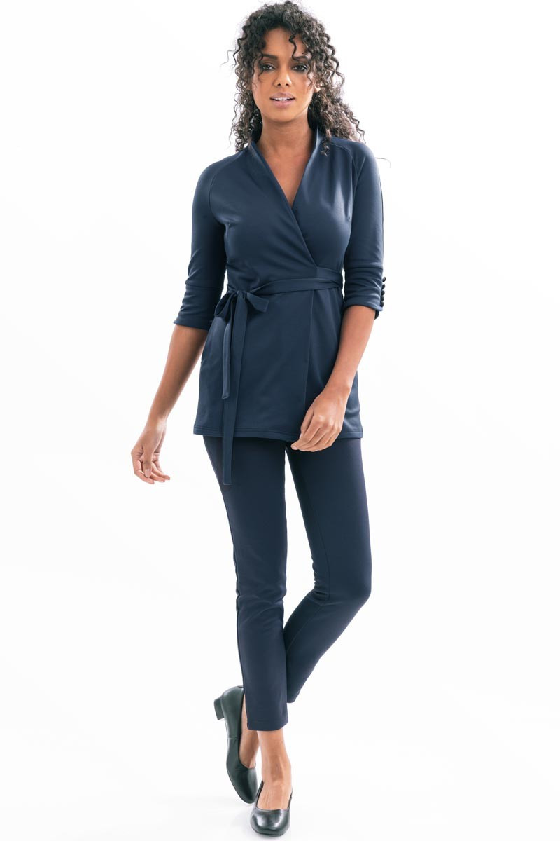 Camicetta da estetista, maniche 3/4, blu navy - Camicetta Ariane