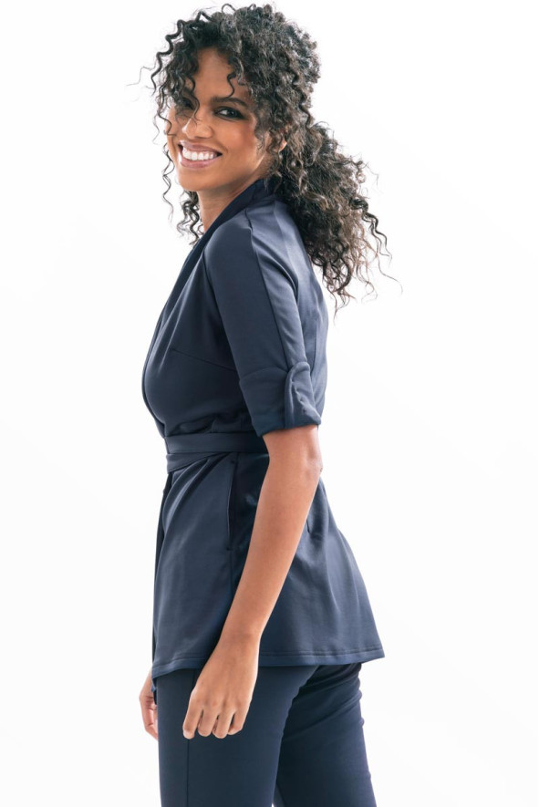Esthetician's blouse, 3/4 length sleeves, navy blue - Blouse Ariane