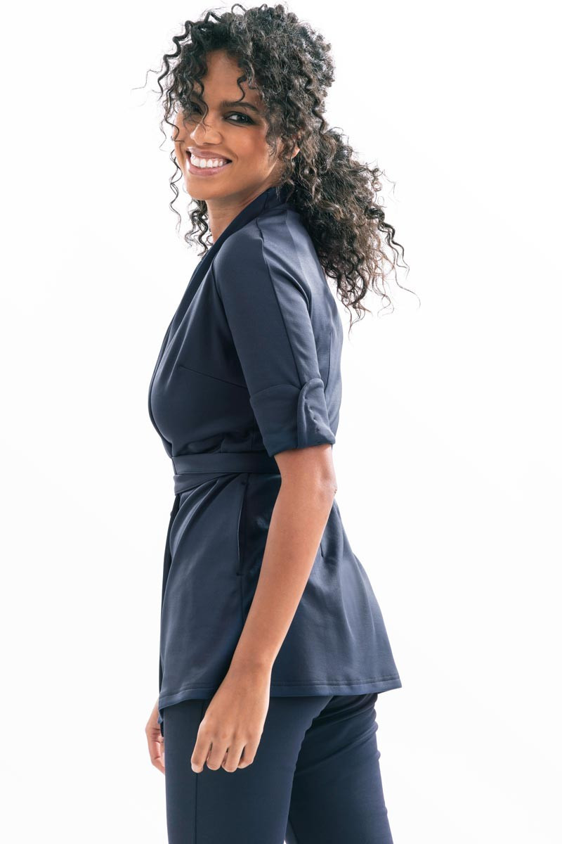 Esthetician's blouse, 3/4 length sleeves, navy blue - Blouse Ariane