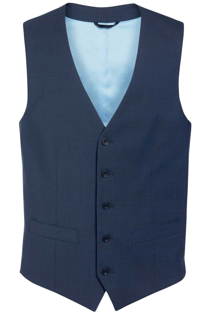 Hotel uniform for mens checks navy blue  - Prince of Wales Busso waistcoat