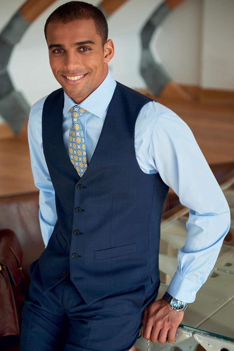 Gilet professionnel homme pour l'hôtellerie marine - Gilet Busso Prince de Galles
