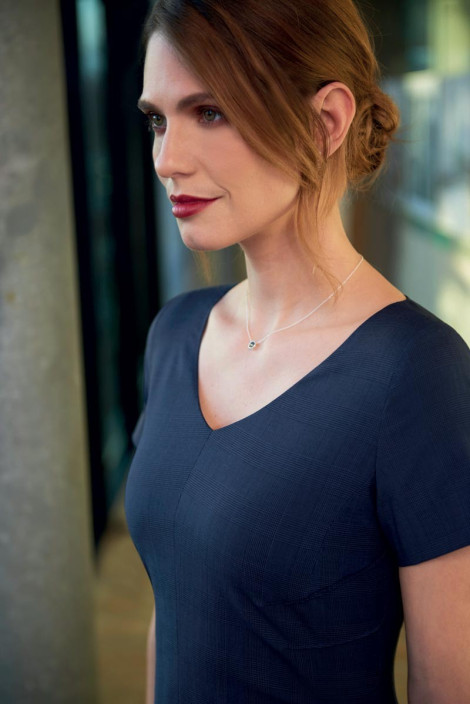 Professional dress checks navy blue - Diamante Dress Prince of Wales Navy blue
