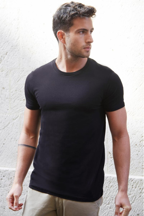 T-shirt nera a girocollo da uomo - T-shirt Zack
