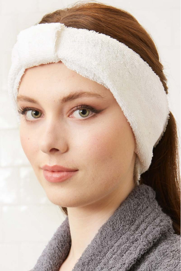 Women's white spa linen headband - Headband white