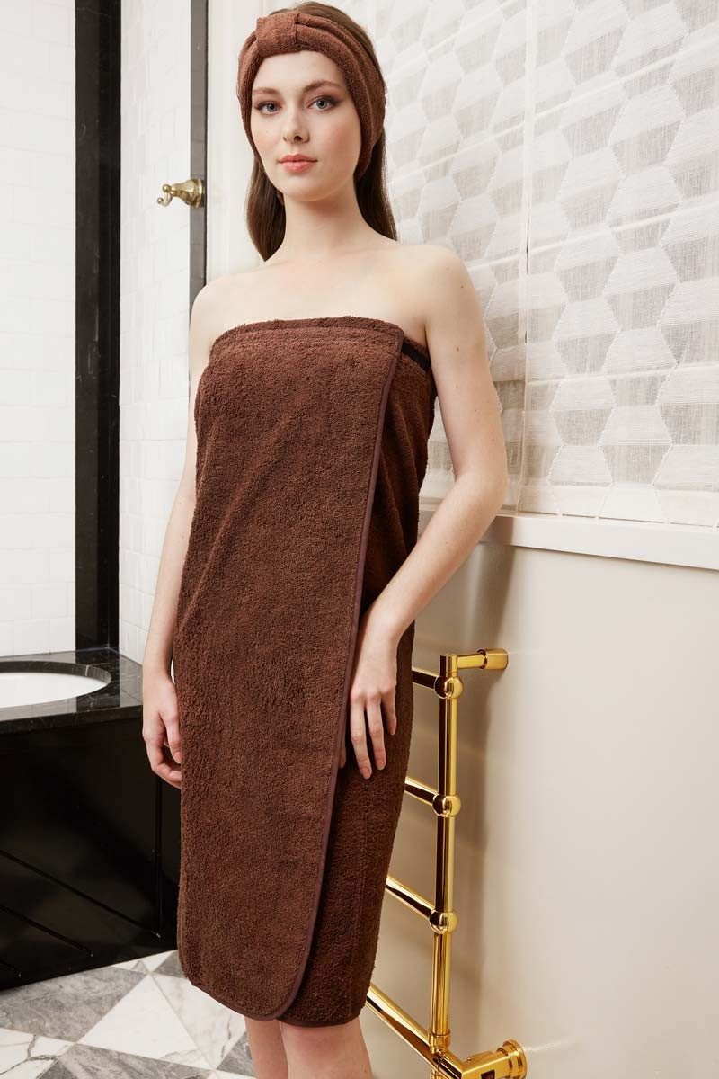 Women's chocolate spa linen headband - Headband chocolate