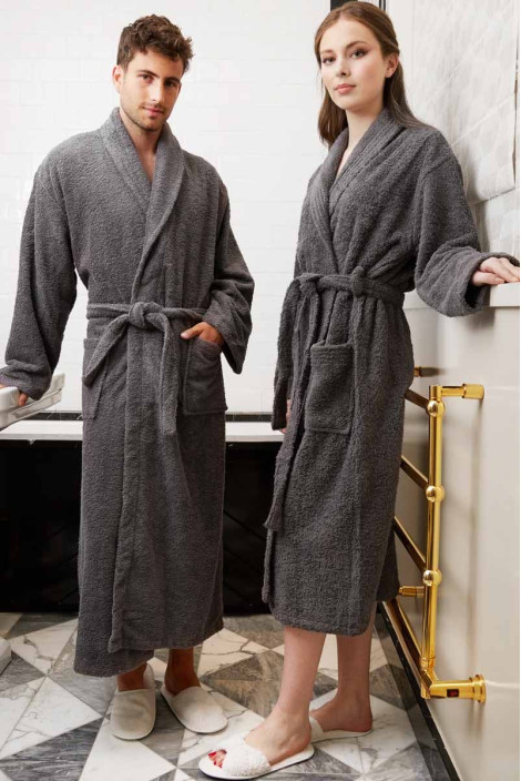 Women's anthracite grey spa bathrobe - Praline bathrobe