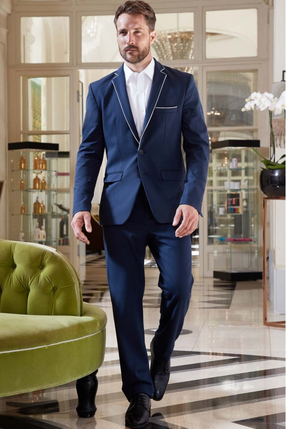 Men's hotel uniform jacket navy-white - Camden jacket