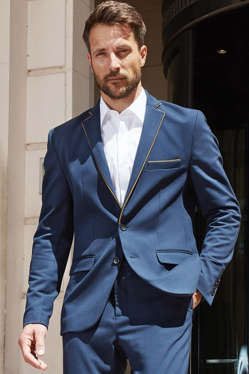 Men's professional suit jacket in navy-ochre - Parklane jacket