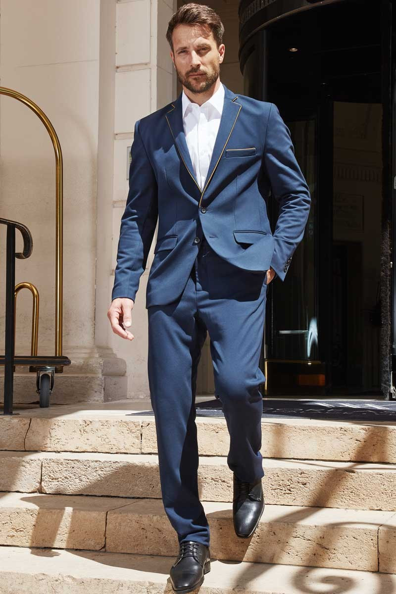 Men's professional suit jacket in navy-ochre - Parklane jacket