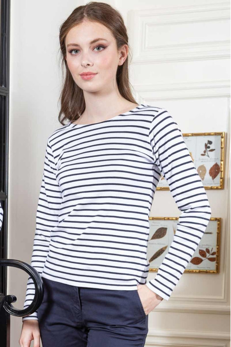 Maglia marinara, a maniche lunghe, da donna, Atlantic, colore: bianco, blu navy | Beauty Street