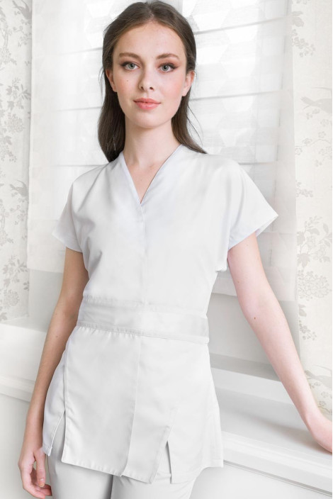 Women's white esthetician kimono - Kimono Tasmanie