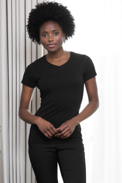 Women's black V-neck T-shirt - Aiko T-shirt