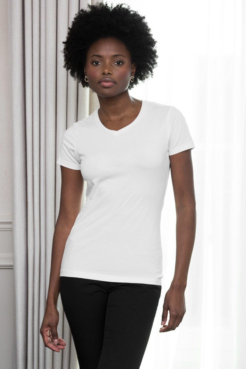 Women's white v-neck T-shirt - Aiko T-shirt
