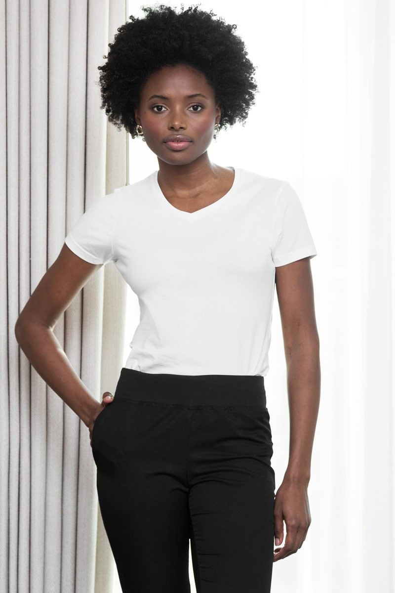 T-shirt en col v blanc femme - T-shirt Aiko