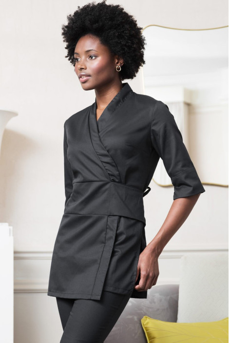Black esthetician's kimono - Asia kimono
