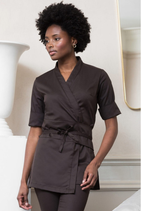 Kimono femme chocolat professionnelle esthétique - Kimono Asia