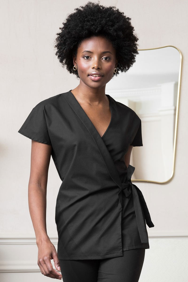 Women's black esthetician kimono - Kimono Hawaï