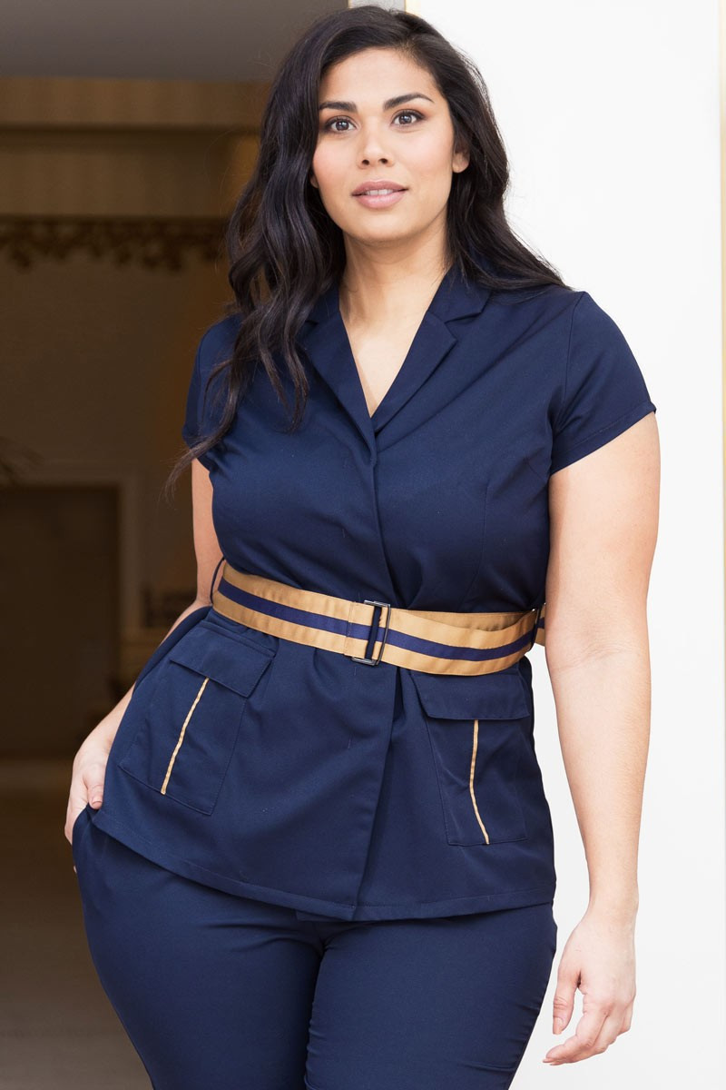 Camice da estetista da donna in oro blu navy - Camice Bradford