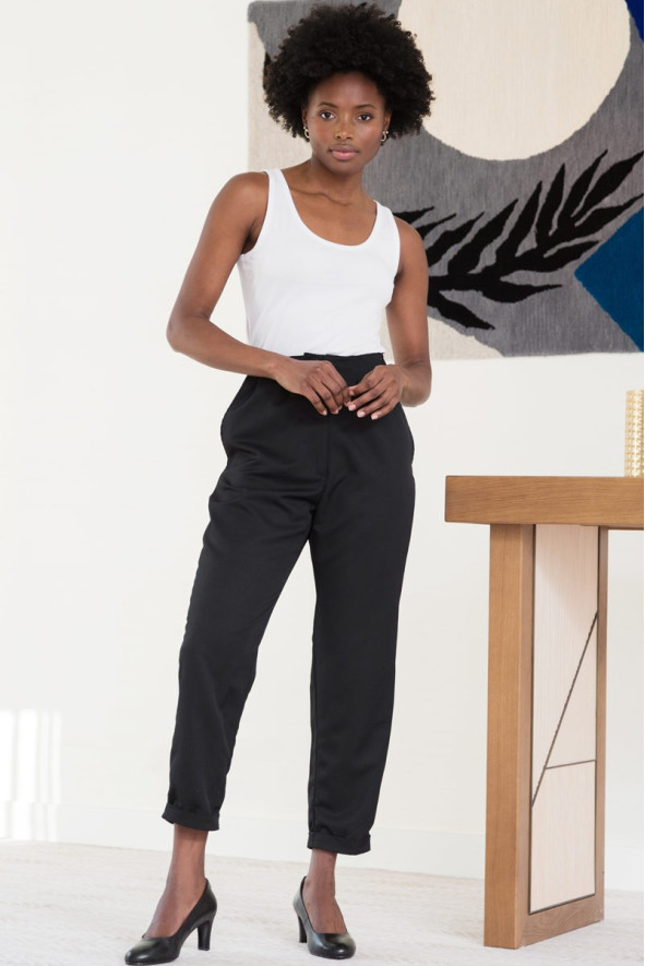 Pantalon femme noir professionnel esthétique - Pantalon Paper
