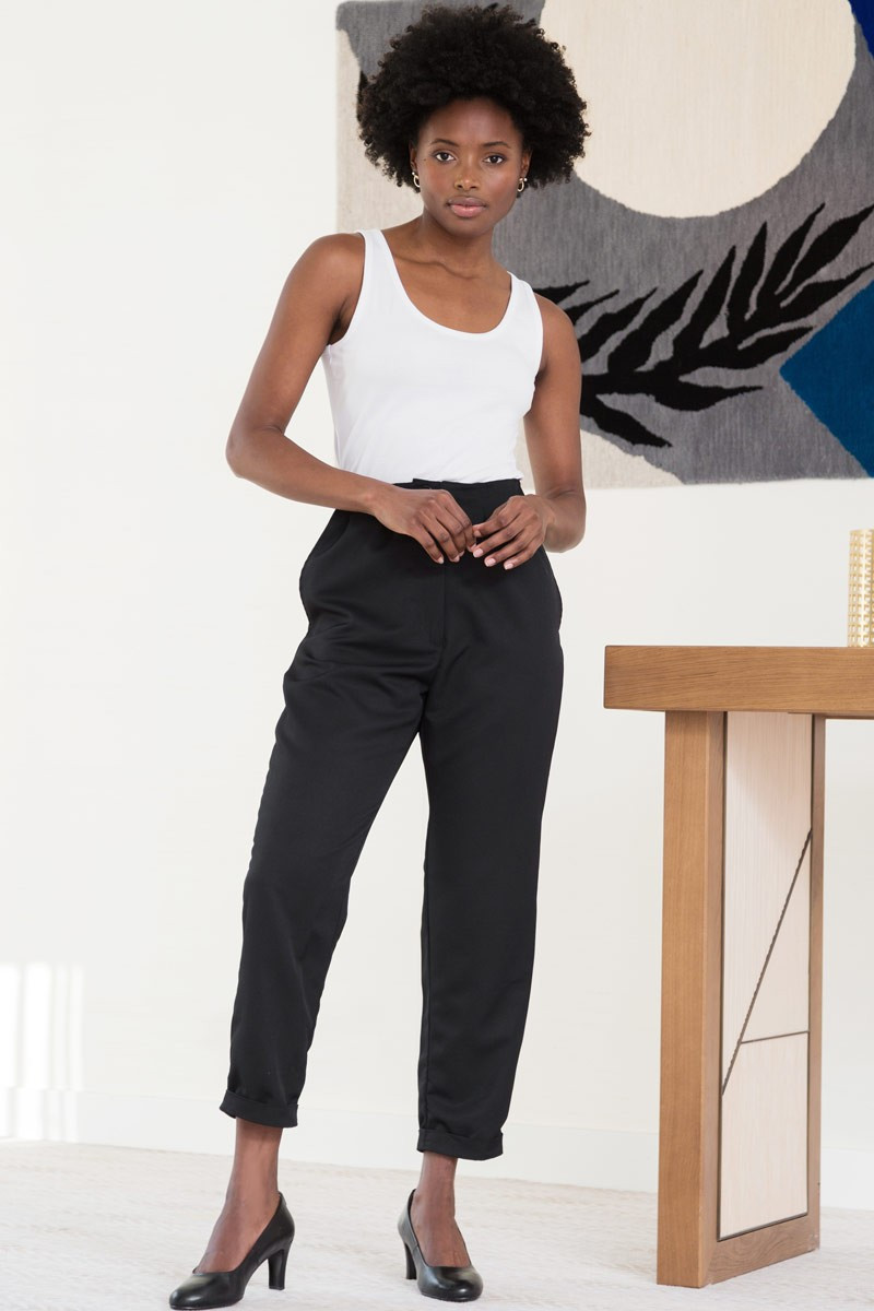 Pantalon femme noir professionnel esthétique - Pantalon Paper