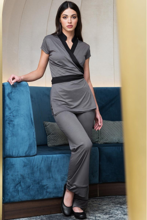 Kimono femme gris professionnel esthétique - Kimono Tara