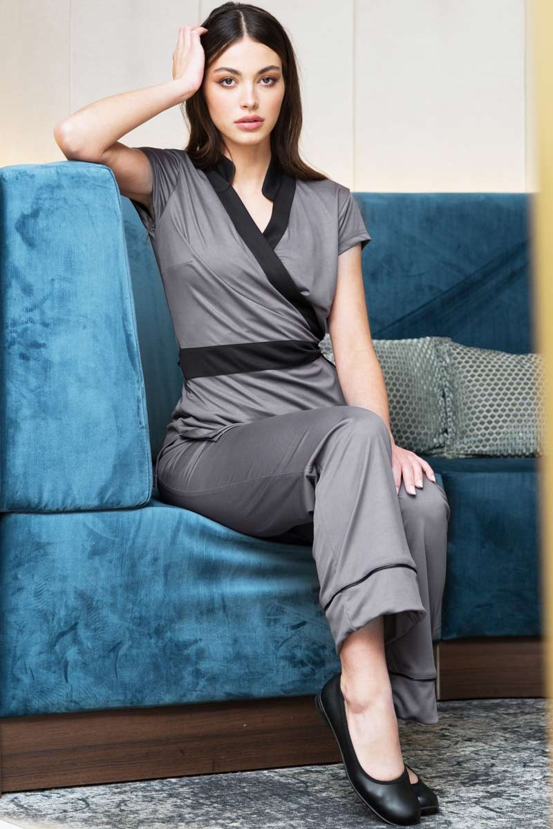 Kimono femme gris professionnel esthétique - Kimono Tara