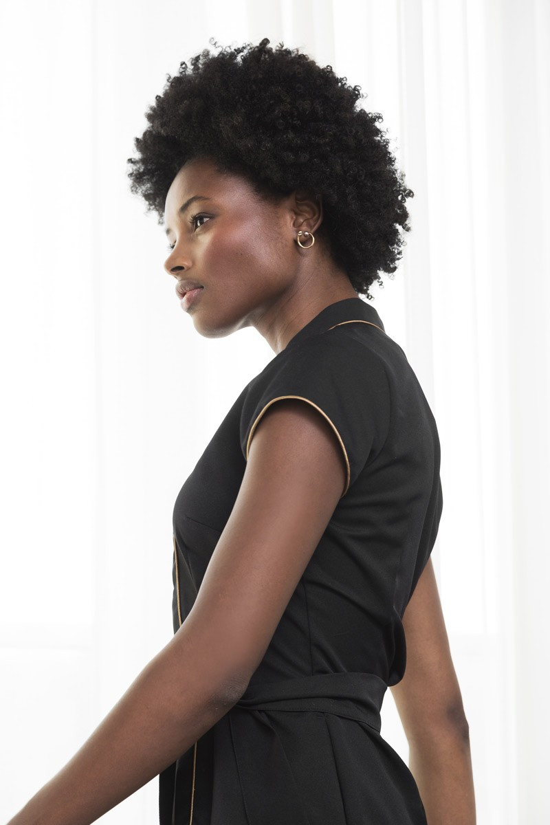 Blouse femme noir/or professionnelle esthétique - Blouse Wallis