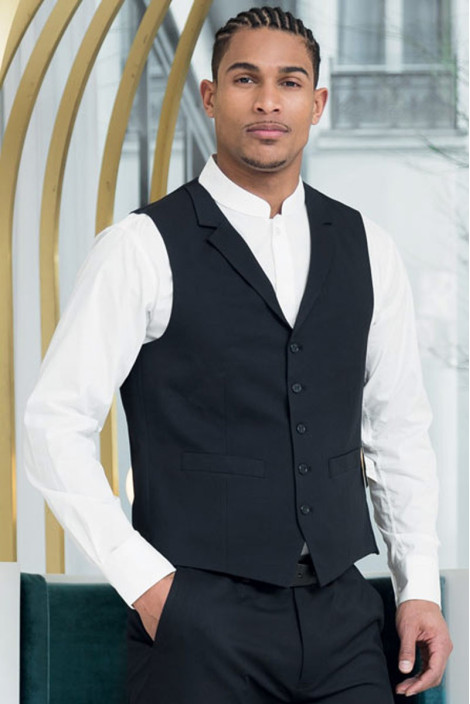 Gilet noir hôtellerie homme - Gilet Proteus