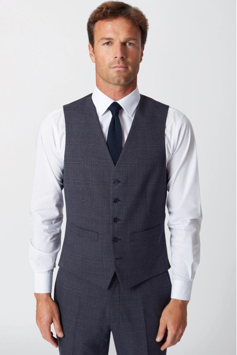 Gilet homme marine à carreaux professionnel hôtellerie - Gilet Emilio