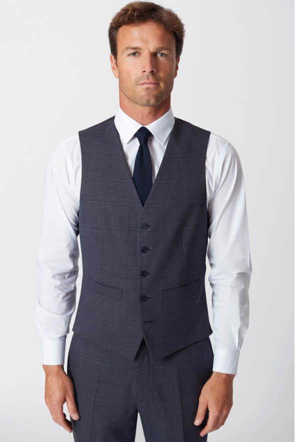 Gilet homme marine à carreaux professionnel hôtellerie - Gilet Emilio