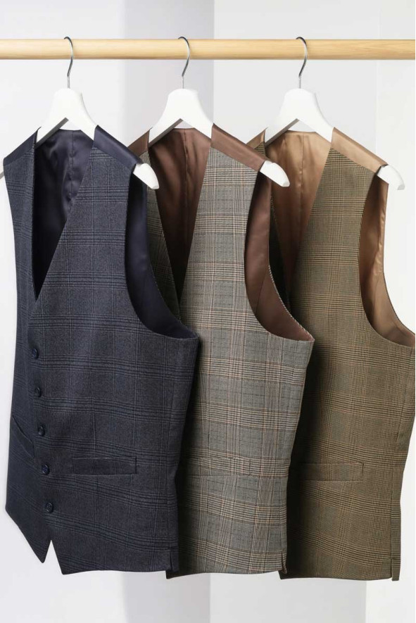 Gilet homme marine à carreaux professionnel hôtellerie - Gilet Emilio