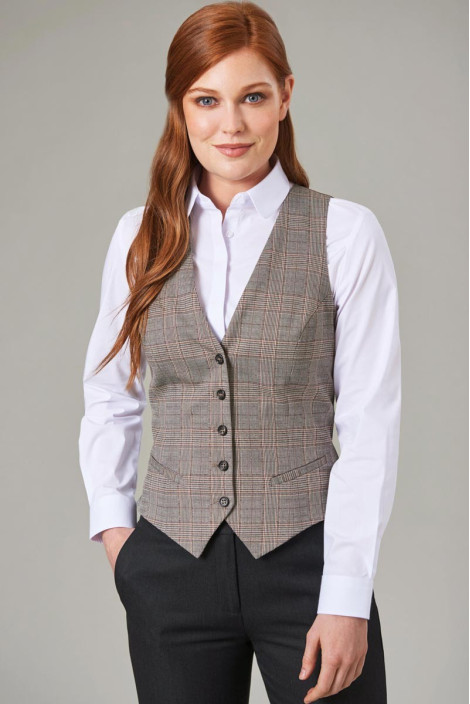 Women's grey checkered professional hospitality vest - Olivia vest