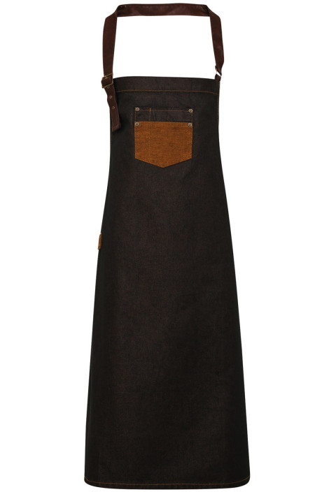 Black/tan bib apron - Syna bib apron