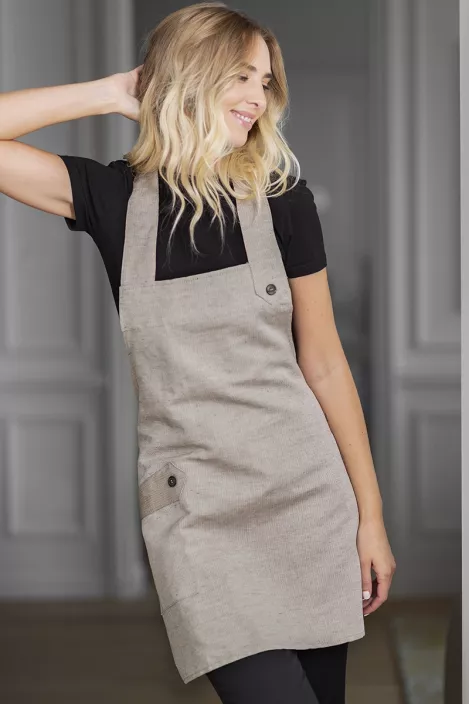 Tablier esthéticienne et serveuse beige - Tablier Elena