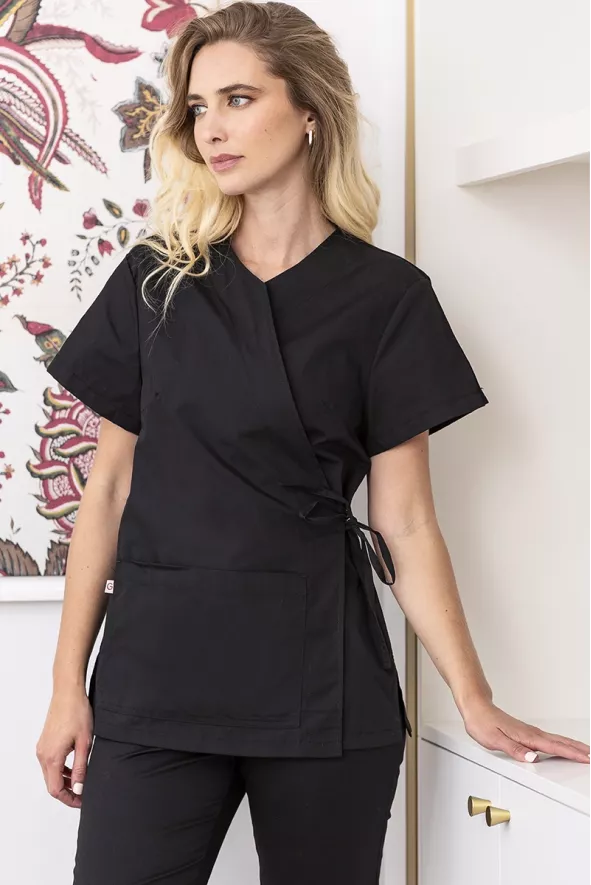 Kimono da estetista nero - Kimono Ilaria