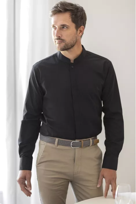 Men's black hotel uniform long sleeve shirt - Dorian shirt