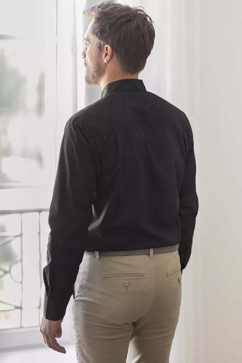 Camicia alberghiera nera da uomo - Camicia Dorian