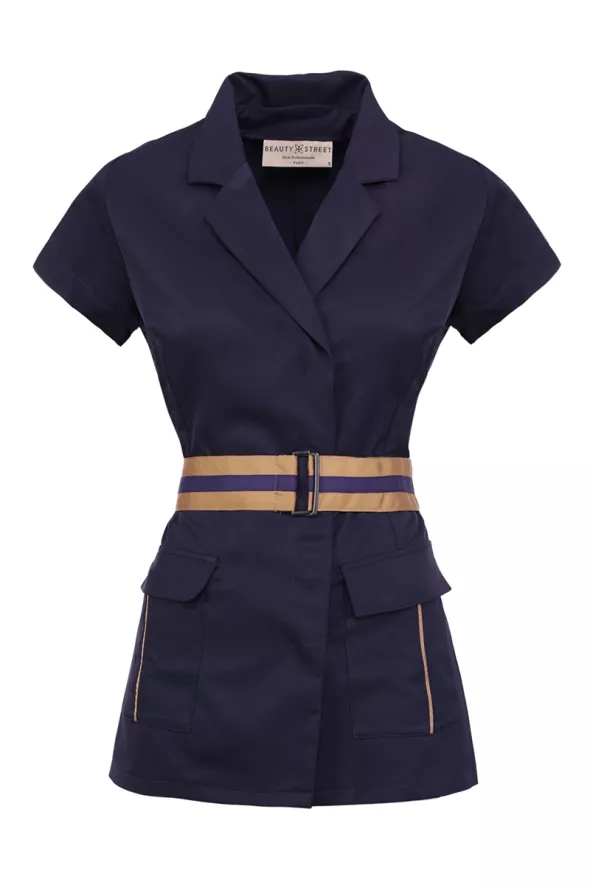 Blouse femme marine-or professionnelle esthétique - Blouse Bradford