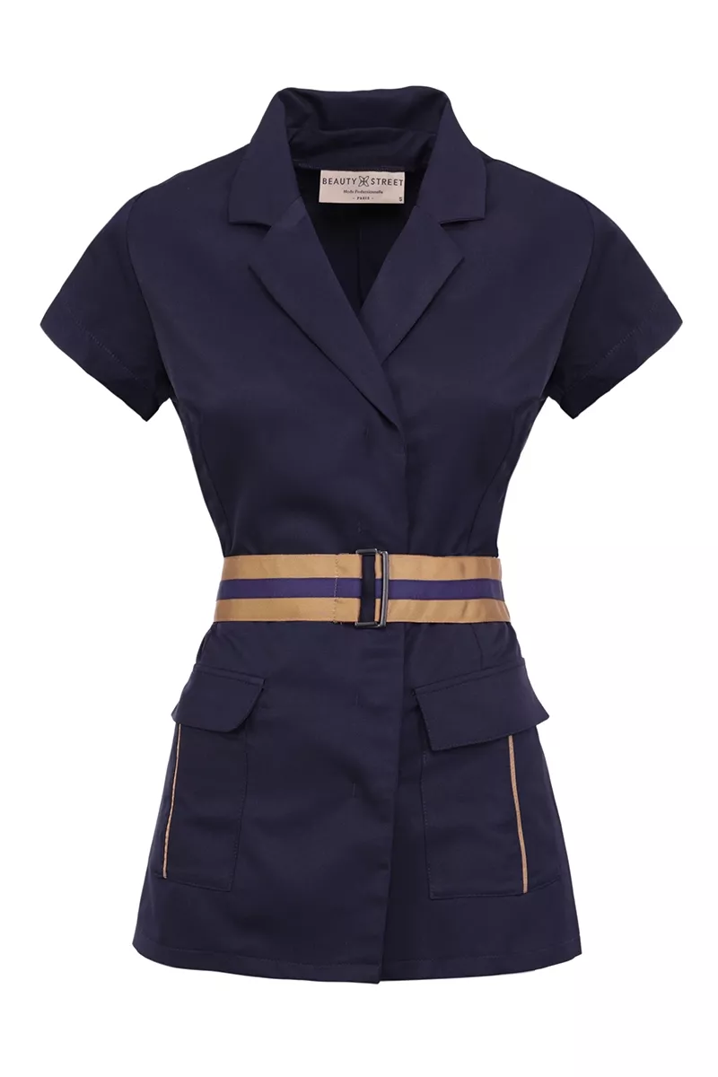 Blouse femme marine-or professionnelle esthétique - Blouse Bradford